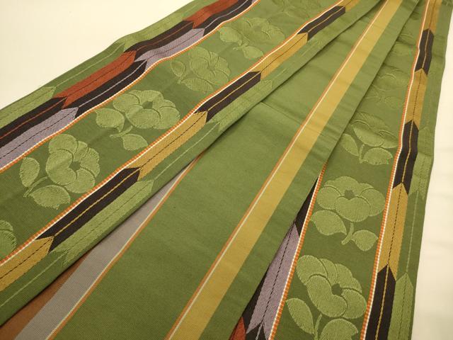 平和屋着物●本場筑前博多織　半幅帯　小野和也作　花間道　証紙付き　正絹　逸品　CABK6210ak