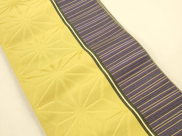 平和屋着物●本場筑前博多織　半幅帯　井上絹織謹製　麻の葉間道　証紙付き　正絹　逸品　未使用　CABK6213ak