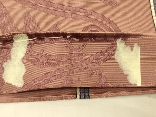 平和屋着物●本場筑前博多織　半幅帯　井上絹織謹製　花鳥文　証紙付き　正絹　逸品　CABK6221ak