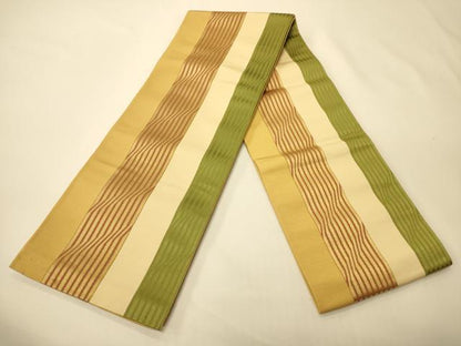 平和屋着物●本場筑前博多織　半幅帯　間道　正絹　逸品　CABK6226ak