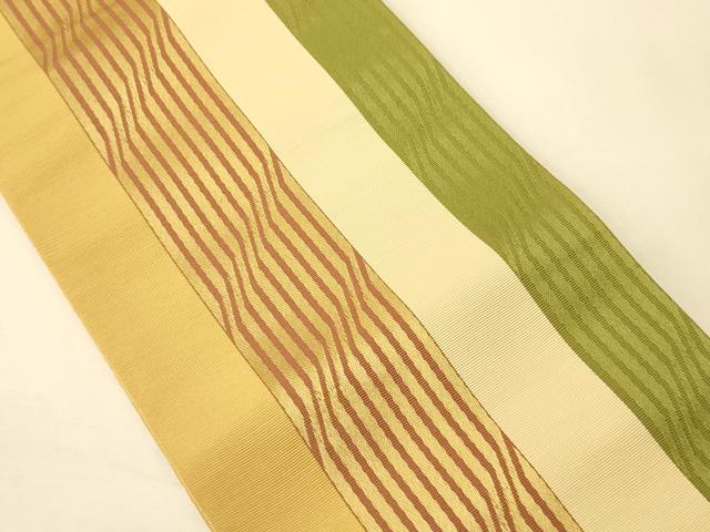 平和屋着物●本場筑前博多織　半幅帯　間道　正絹　逸品　CABK6226ak