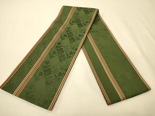 平和屋着物●本場筑前博多織　半幅帯　菱花文　正絹　逸品　CABK6234ak