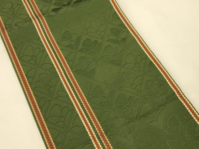 平和屋着物●本場筑前博多織　半幅帯　菱花文　正絹　逸品　CABK6234ak