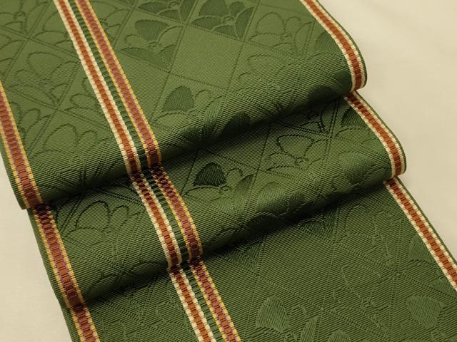平和屋着物●本場筑前博多織　半幅帯　菱花文　正絹　逸品　CABK6234ak