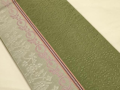 平和屋着物●本場筑前博多織　半幅帯　花間道　証紙付き　正絹　逸品　CABK6242ak