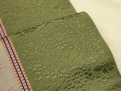 平和屋着物●本場筑前博多織　半幅帯　花間道　証紙付き　正絹　逸品　CABK6242ak