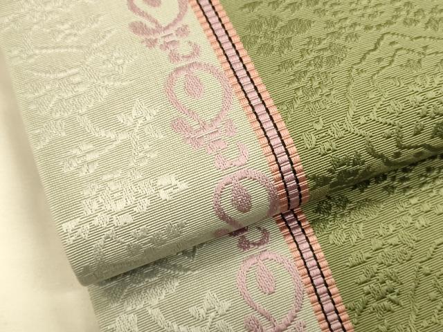 平和屋着物●本場筑前博多織　半幅帯　花間道　証紙付き　正絹　逸品　CABK6242ak