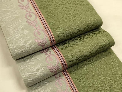 平和屋着物●本場筑前博多織　半幅帯　花間道　証紙付き　正絹　逸品　CABK6242ak