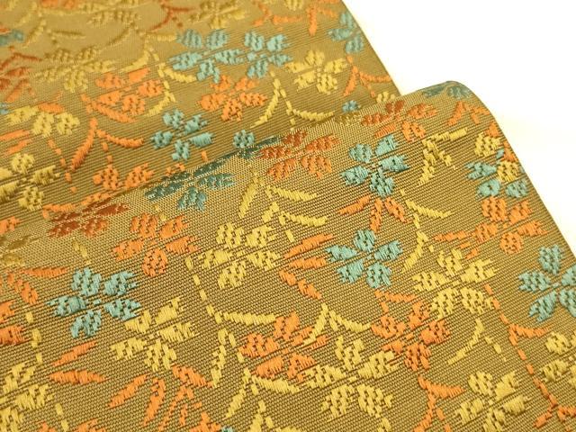 平和屋着物●本場筑前博多織　半幅帯　草花文　正絹　逸品　CABK6245ak