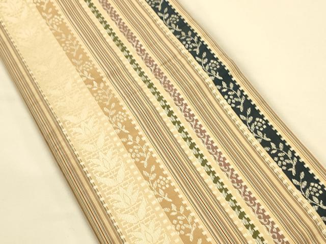 平和屋着物●本場筑前博多織　半幅帯　花間道　正絹　逸品　CABK6251ak