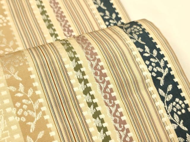 平和屋着物●本場筑前博多織　半幅帯　花間道　正絹　逸品　CABK6251ak
