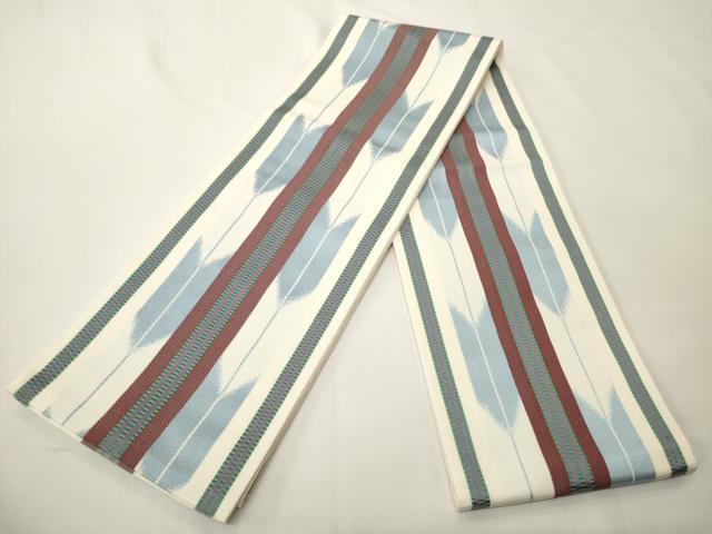 平和屋着物●本場筑前博多織　半幅帯　矢羽根文　正絹　逸品　CABK6254ak