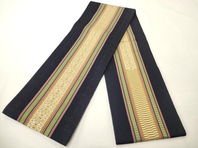 平和屋着物●本場筑前博多織　半幅帯　幾何学間道　正絹　逸品　CABK6256ak