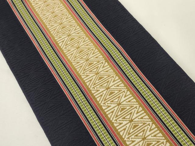 平和屋着物●本場筑前博多織　半幅帯　幾何学間道　正絹　逸品　CABK6256ak