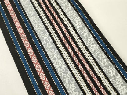 平和屋着物●本場筑前博多織　半幅帯　児島織物謹製　華詩織　博多金ラベル　証紙付き　正絹　逸品　未使用　CABK6261ak