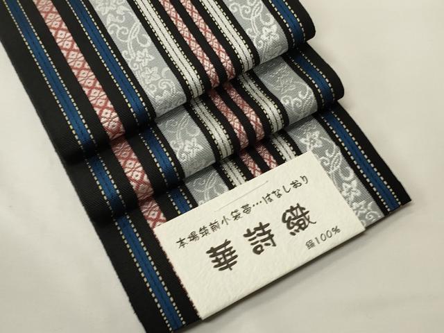 平和屋着物●本場筑前博多織　半幅帯　児島織物謹製　華詩織　博多金ラベル　証紙付き　正絹　逸品　未使用　CABK6261ak