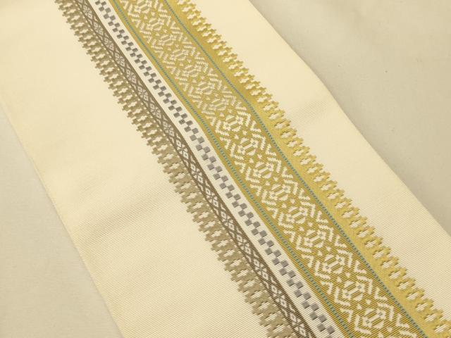 平和屋着物●本場筑前博多織　両面　半幅帯　献上柄　正絹　逸品　未使用　CABK6262ak