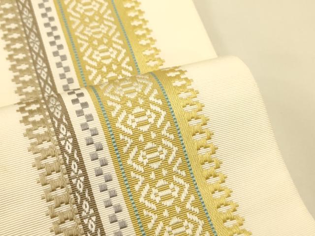 平和屋着物●本場筑前博多織　両面　半幅帯　献上柄　正絹　逸品　未使用　CABK6262ak