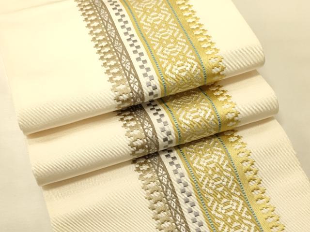 平和屋着物●本場筑前博多織　両面　半幅帯　献上柄　正絹　逸品　未使用　CABK6262ak
