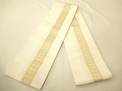 平和屋着物●本場筑前博多織　両面　半幅帯　献上柄　正絹　逸品　未使用　CABK6262ak