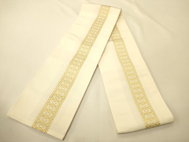 平和屋着物●本場筑前博多織　両面　半幅帯　献上柄　正絹　逸品　未使用　CABK6262ak