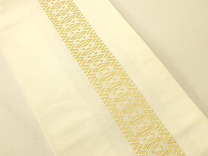 平和屋着物●本場筑前博多織　両面　半幅帯　献上柄　正絹　逸品　未使用　CABK6262ak