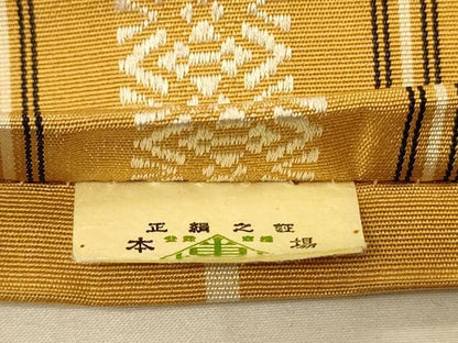 平和屋着物●本場筑前博多織　半幅帯　森博多織謹製　献上柄　証紙付き　正絹　逸品　CABK6273ak