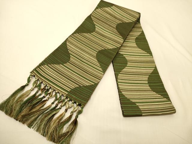 平和屋着物●本場筑前博多織　半幅帯　霞文　正絹　逸品　CABK6276ak