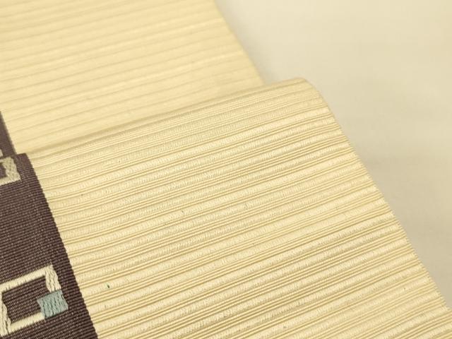 平和屋着物●本場筑前博多織　半幅帯　幾何学間道　正絹　逸品　CABK6278ak