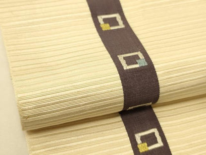 平和屋着物●本場筑前博多織　半幅帯　幾何学間道　正絹　逸品　CABK6278ak