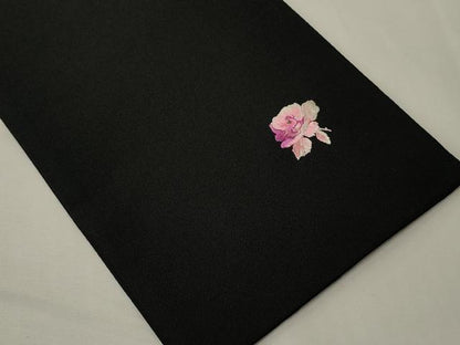 平和屋着物●半幅帯　刺繍　花間道　黒地　CABK6308ak