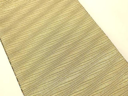 平和屋着物●両面　半幅帯　組織　斜線文/霞文　金銀糸　正絹　逸品　未使用　CABK6313ak
