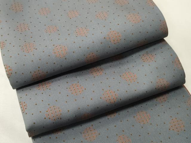 平和屋着物●両面　半幅帯　幾何学文　正絹　逸品　未使用　CABK6319ak