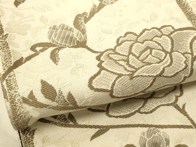 平和屋着物●両面　半幅帯　枝花文/花尽し文　正絹　逸品　CABK6326ak