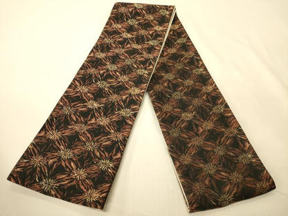 平和屋着物●両面　半幅帯　枝花文/花尽し文　正絹　逸品　CABK6326ak