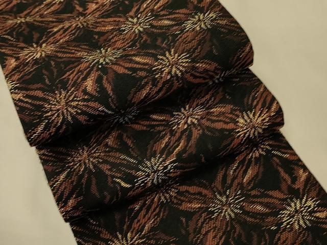 平和屋着物●両面　半幅帯　枝花文/花尽し文　正絹　逸品　CABK6326ak