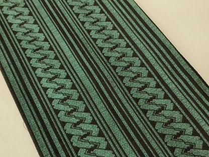 平和屋着物●1897年創業 名門岡野 本場筑前博多織 千年工房　両面　半幅帯　幾何学文/献上柄　証紙付き　正絹　逸品　未使用　CABK6328ak