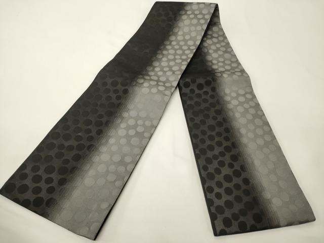 平和屋着物●半幅帯　丸文　黒地　正絹　逸品　CABK6341ak