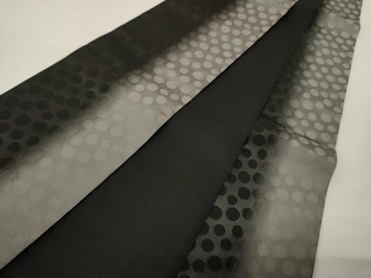 平和屋着物●半幅帯　丸文　黒地　正絹　逸品　CABK6341ak