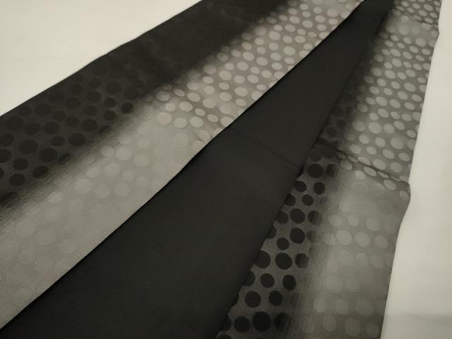 平和屋着物●半幅帯　丸文　黒地　正絹　逸品　CABK6341ak