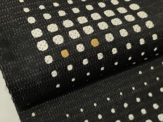 平和屋着物●両面　半幅帯　幾何学文　黒地　正絹　逸品　未使用　CABK6342ak