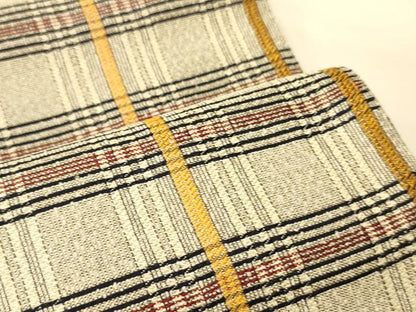 平和屋着物●両面　半幅帯　格子柄/網目文　正絹　逸品　未使用　CABK6356ak