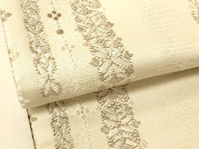 平和屋着物●両面　半幅帯　花間道/市松文　金銀糸　正絹　逸品　CABK6357ak