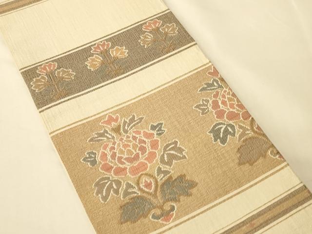 平和屋着物●半幅帯　横段花文　正絹　逸品　CABK6360ak