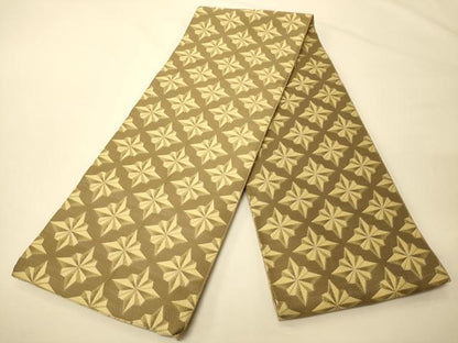 平和屋着物●両面　半幅帯　墨流し文様/幾何学文　正絹　逸品　CABK6366ak