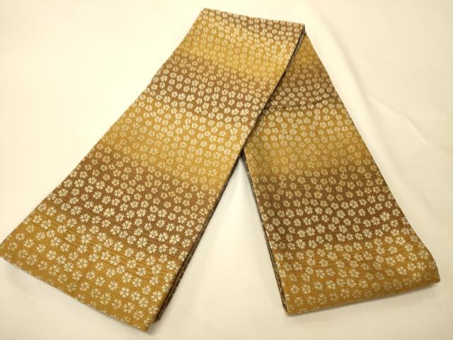 平和屋着物●両面　半幅帯　市松抽象文/舞桜尽くし文　正絹　逸品　CABK6368ak
