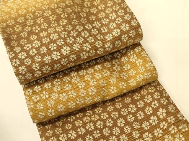 平和屋着物●両面　半幅帯　市松抽象文/舞桜尽くし文　正絹　逸品　CABK6368ak