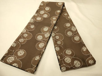 平和屋着物●西陣　両面　半幅帯　幾何学文/丸文　黒地　金糸　正絹　逸品　CABK6369ak