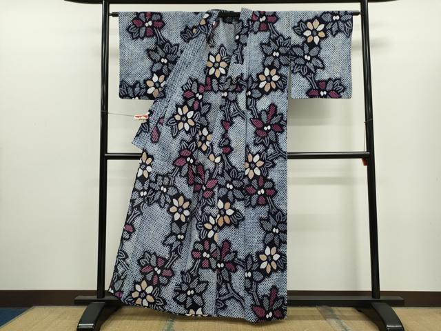 平和屋着物∴夏物　浴衣　有松鳴海絞り　枝花文　綿　逸品　CABK6404ze