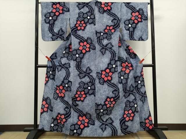 平和屋着物∴夏物　浴衣　有松鳴海絞り　草花文　綿　逸品　CABK6410ze